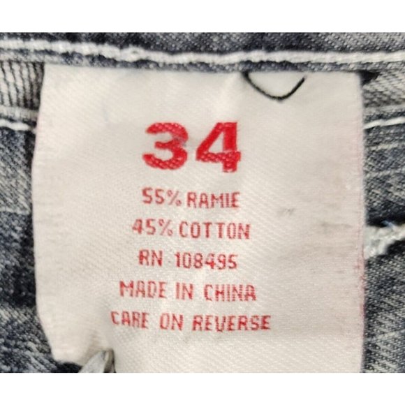 Victorious Urban Couture Shorts Mens 34 Blue Denim Painted Distressed Streetwear - Picture 13 of 14